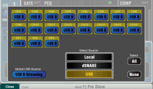 This sends the raw Preamp and unprocessed Group signals to the USB stream and is the typical setting for live recording.