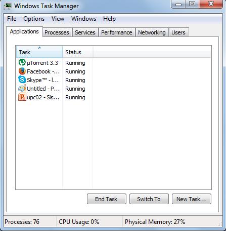 Task Aplicaţiile se pot comuta între ele cu butonul Switch To Pentru a porni/reporni un program