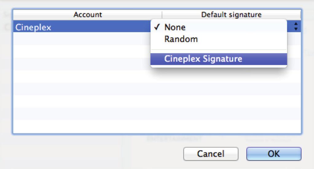 Change your default signature on your Cineplex email account