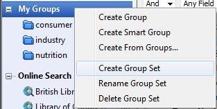 University of York 3 ~ Managing References The principal feature for managing references is Groups, which exist in a Group Set. 3.1 - Groups Each reference may be assigned to one or more groups.