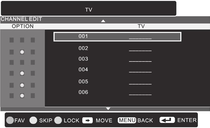 Channel To select a channel number for a particular frequency through manual tuning. Sound System To select TV sound system between: BG / I / DK / L.