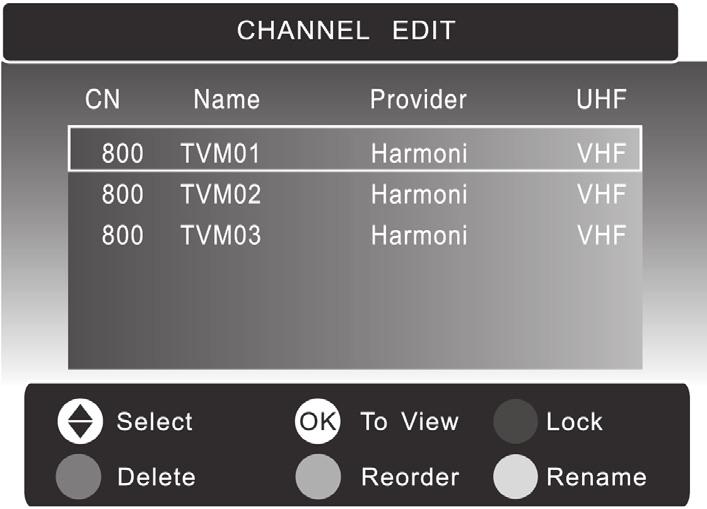 Press the buttons to change the following settings. Channel Start Search 5. Press the EXIT button to exit the menu. GB-30 To select a channel number for a particular frequency through manual tuning.