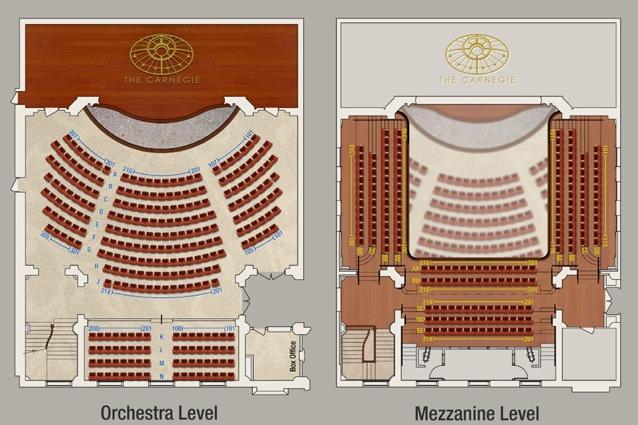 THEATRE SEATING COUNT ORCHESTRA (FLOOR LEVEL) Center (Front): 9 Rows, 119 Seats Center (Rear): 4 Rows, 64 Seats Left: 7 Rows, 48 Seats* Right: 7 Rows, 48 Seats Total: 279 Seats MEZZANINE (BALCONY