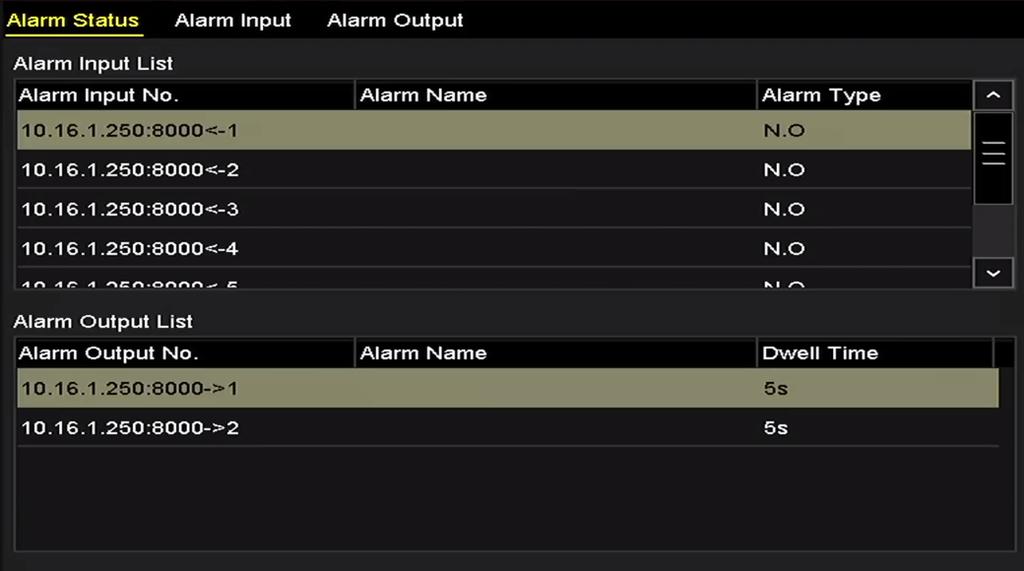 8.2 Setting Sensor Alarms Purpose: Set up handling method of an external sensor alarm. 1. Enter Alarm Settings of System Configuration and select an alarm input.