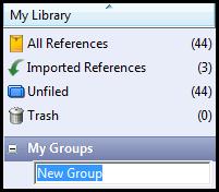 Organizing References Use Groups to organize your EndNote references by topic or project. By default, all new records will be imported into the Unfiled group.