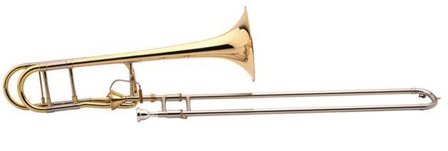 THE TROMBONE The trombone is a member of the brass family. It is a medium sized instrument, with a large bell at the end of the tubing and a long, curved slide.