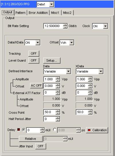 3.3 MP1800A Settings This section explains the key MP1800A settings for an actual jitter tolerance test. Figure 3.3.1 Jitter Input Setting for PPG/ED/Emphasis Screen The MU18302xA 28G/32G bit/s PPG,