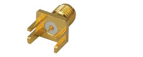 SMA Non-Magnetic RF Connectors For PC Mount Right Angle Receptacle Frequency Range 0-18 GHz 142-9701-301 Mounting hole layout figure 6 on page 14 End Launch Receptacle - Round Contact