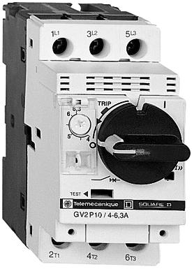 Thermal-magnetic motor circuit-breakers type GV2-P GV2-P with rotary knob and screw clamp terminals Standard power ratings Setting Magnetic Reference Weight of -phase motors range tripping 50/60 Hz