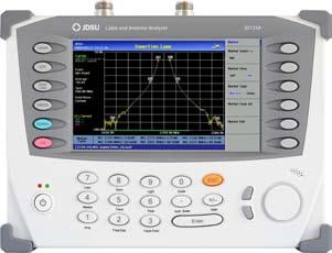 COMMUNICATIONS TEST & MEASUREMENT SOLUTIONS JD725A Cable and Antenna Analyzer - Dual Port Key Features Portable and lightweight handheld instrument Built-in wireless frequency bands as well as the