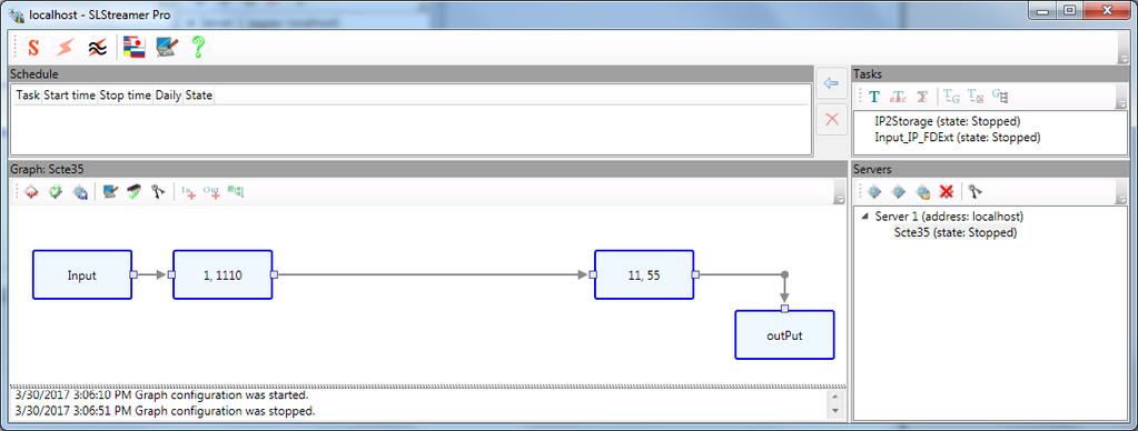 3. Start the SLStreamer Pro program. Create a graph, adding one unit after another.