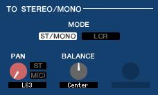 TO STEREO/MONO Here you can specify how the signal will be sent from the MIX channel to the STEREO bus / MONO bus.
