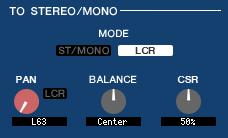 PAN ST MONO BALANCE Adjusts the panning of the signal sent from the MIX channel to the STEREO bus L/R channels.