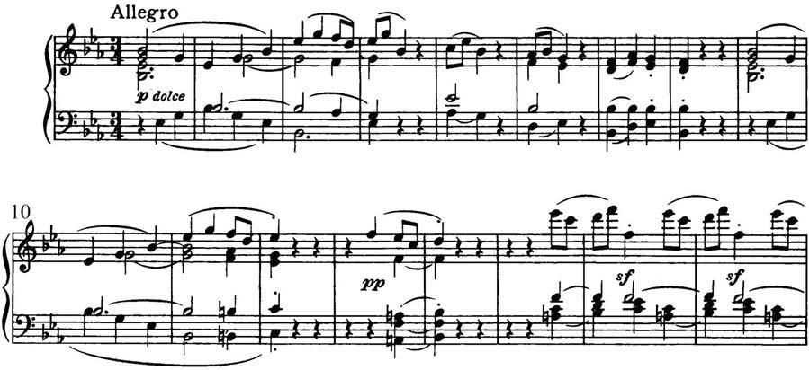 Ex. 3: Beethoven, Piano Sonata No. 4 in Ef, Op. 7, III, mm.