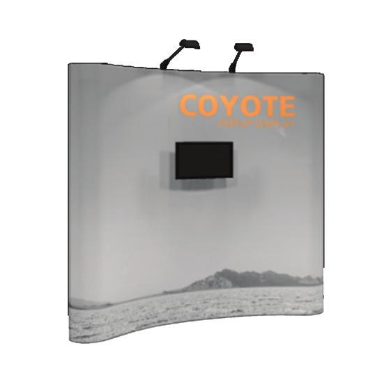 Coyote popup accessory instructions - Monitor Mount Assemble Coyote frame as directed on page 9. Apply all graphic panels, excluding the center. Attach vertical bar onto frame.