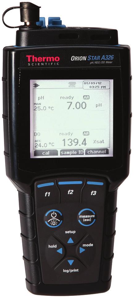 DO + ph PORTABLE ORION STAR A326 PORTABLE ph/rdo/do METER Measures DO, ph, and Temp Displays one, two, or all three parameters at once Bright LCD display with ready indication IP67 waterproof