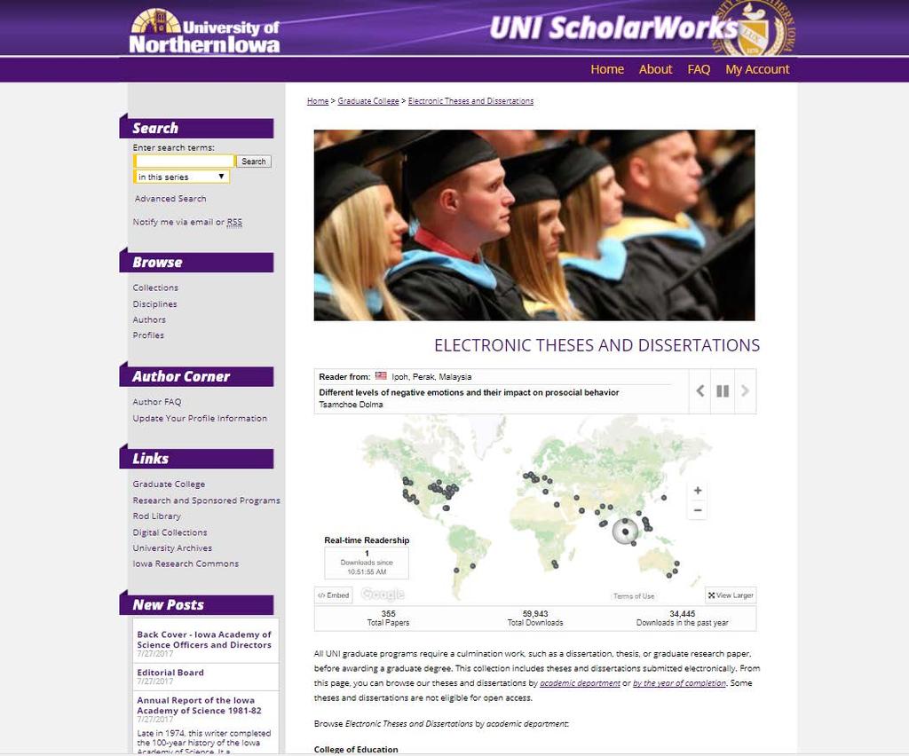 Theses/Dissertations now on UNI ScholarWorks website!