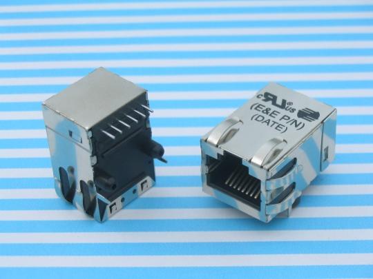 0/00 Base-T Applications Single Port, Through Hole, Tab Up Straight-row Output Pins Pattern (Without LED) Magnetic Integrated Connector Modules SCHEMATICS Compliant with IEEE80.