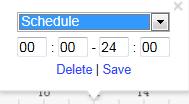 1) Click a day to set the start time and end time for recording. 2) Select the Record Type for the period.