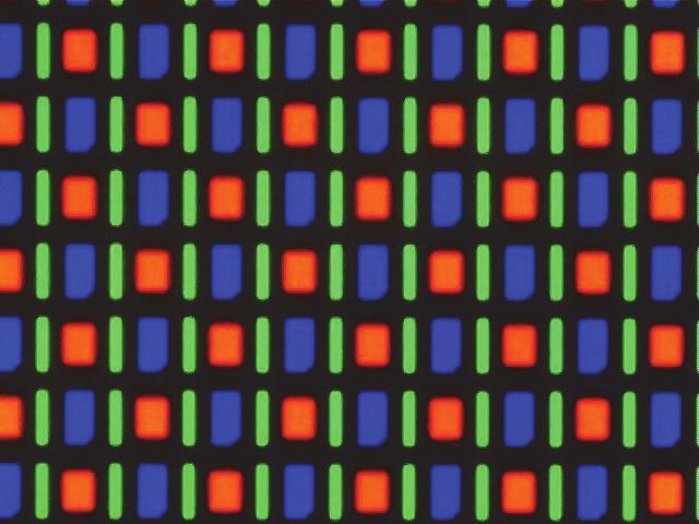 Here, vertical stripes of red (R), green (G), and blue (B) are interspersed as follows: Notice that this arrangement means you need six subpixels to produce white black alternating lines: seen as If
