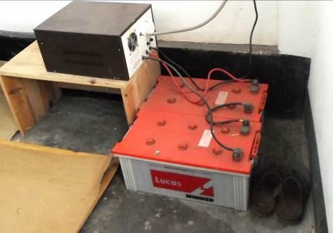 at zero potential all the time. Panel board without earth bonding. Finding #: E- 13 GENERATOR ROOM Generator battery placed on the concrete floor.