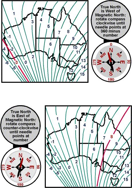 CHAPTER SEVEN Figure 7-5 and Figure 7-6. Magnetic correction maps for Australia.