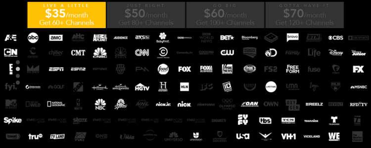 DirecTV Now $35/mo Channels Many