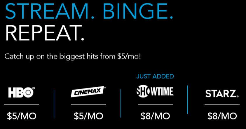 Now Add-ons HBO for $5/mo is pretty good
