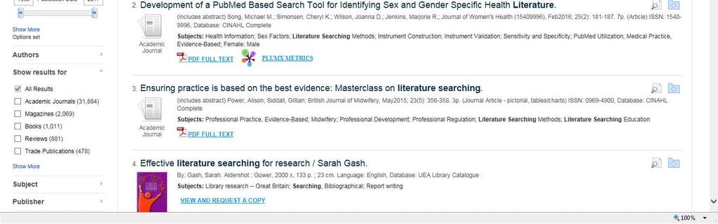 Collecting references from UEA Library Search or from Databases 3.