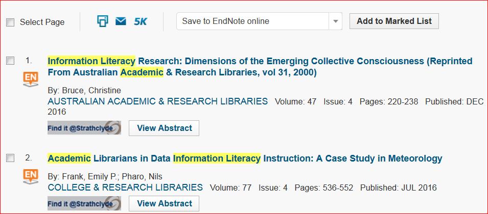 4. Exporting references from databases - example using Web of Science with EndNote online button 1. Carry out a Topic or Title search in Web of Science.