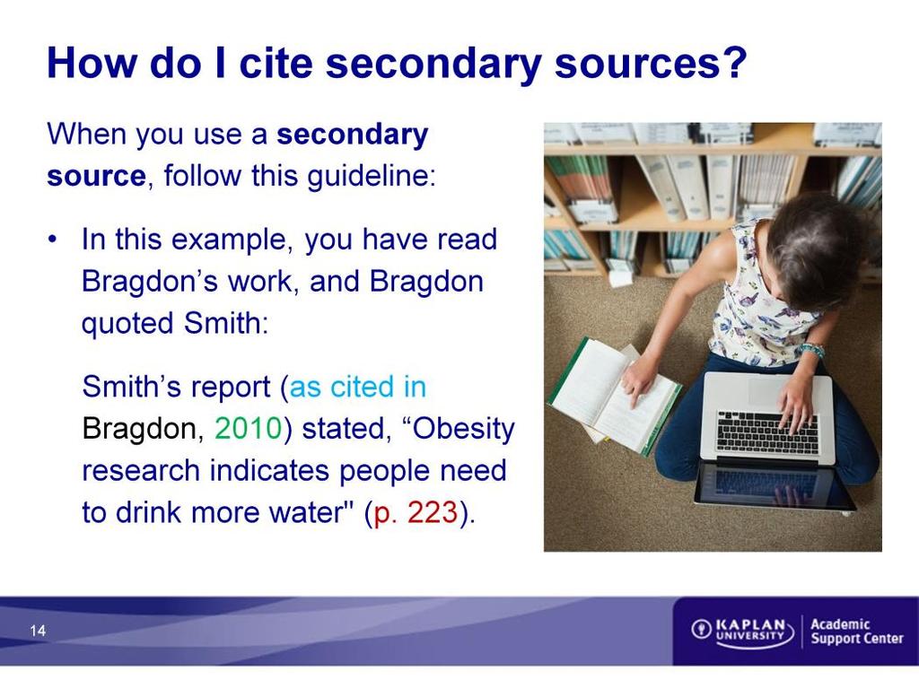How do I cite a secondary source?