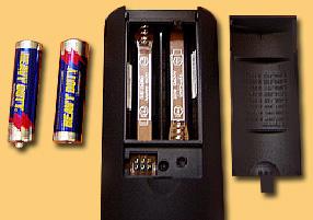 Insertion of Batteries in the Remote Control Insert two AA batteries into the remote control.