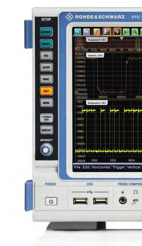 New ease of operation The R&S RTO oscilloscopes unite established concepts with new features and turn user wishes into reality Just unpack the instrument, switch it on and measure.