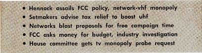 BROA TE STING CASTI NG May 2, 1955 CONGRESS PUTS STEAM BEHIND RADIO, TV INVESTIGATIONS Hennock assails FCC policy, network -vhf monopoly Setmakers advise tax relief to boost uhf Networks blast