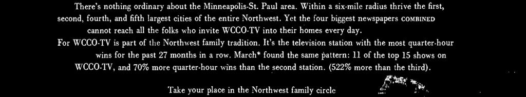 Yet the four biggest newspapers COMBINED cannot reach all the folks who invite WCCO -TV into their homes every day.