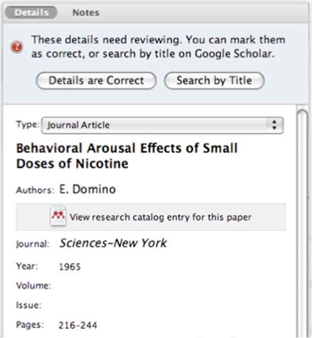 Document Details Lookup Enter the DOI, PubMed, or ArXiv ID and click on the magnifying glass to start lookup