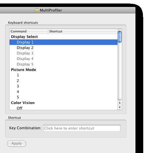 23 NEC MULTIPROFILER - USER S GUIDE Shortcuts panel The Shortcuts panel is used to configure keyboard shortcuts that can be used to control various functions within MultiProfiler via the keyboard.