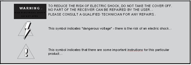 To reduce the risks of electric shock, do not perform any servicing other than