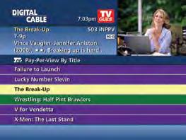 digital pay-per-view i-guide makes ordering and watching Pay-Per-View (PPV) programs easy. Order Pay-Per-View From the Main Menu and Quick Menu, select PPV to go to the PPV Menu.