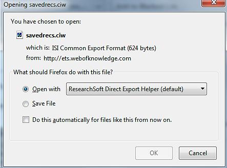 Then select Open with ResearchSoft Direct Export Helper.