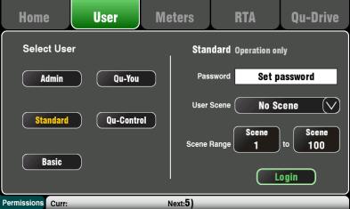 9.7 The Qu-Control screen Qu-Control is a custom assignable screen to present just the few controls needed for basic operation.