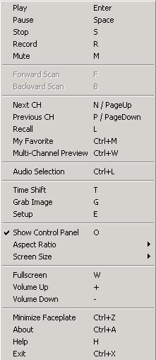 3.4 Right click menu The following functions will appear when