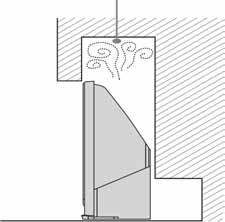 Kod postavljanja TV prijemnika na zid, ostavite najmanje 10 cm prostora ispod TV prijemnika. Nikada nemojte postavljati TV prijemnik na način prikazan na slici.
