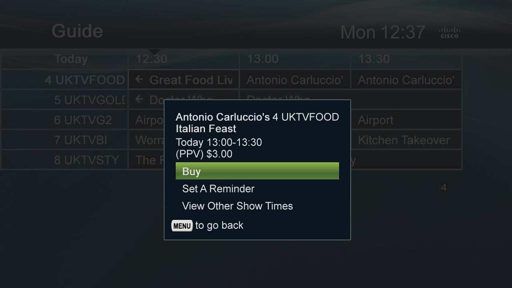 User Guide 5. Press to navigate to one of the following options: - No Other DVRs (to turn MR-DVR off - All Household DVRs (to turn MR-DVR on) 6.