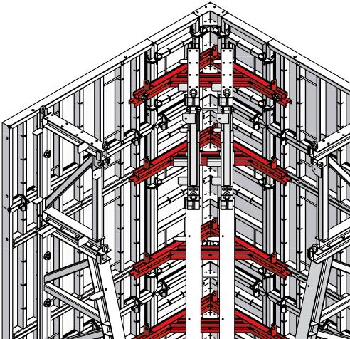 When using the Imperial formwork system you should use a "corner" panel which is in vertical position and