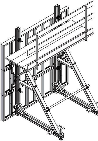 Working Platforms In general, the scaffolding brackets 90 and 125 in combination with the guardrailing posts