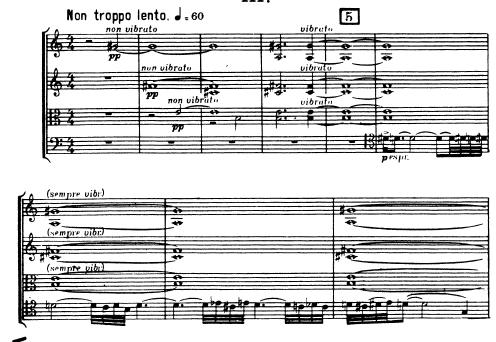Inspiration: night music The third movement of the fourth string quartet is very different and follows a style that Bartok uses in a number of pieces that is sometimes called night music.