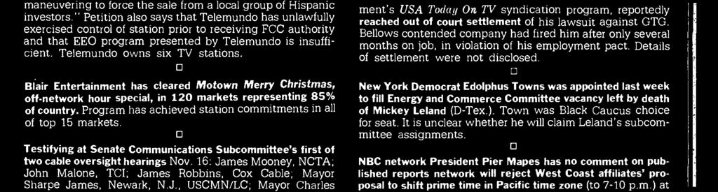 " Petition also says that Telemundo has unlawfully exercised control of station prior to receiving FCC authority and that EEO program presented by Telemundo is insufficient.