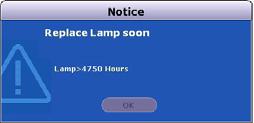 Timing of replacing the lamp When the lamp indicator lights up red or a message appears suggesting it is time to replace the lamp, please install a new lamp or consult your dealer.