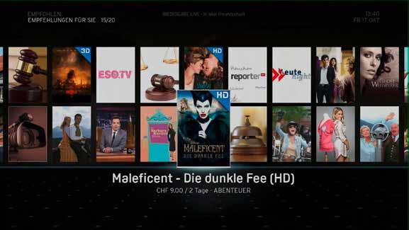 THE HORIZON MAIN MENU 37 SUGGESTED The SUGGESTED option in the main menu contains your personalized recommendations for TV programmes and Video on Demand content as well as FEATURED picks from